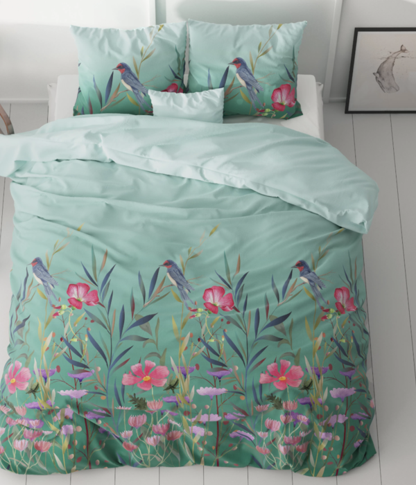 Blomster og fugle - 100% polyester