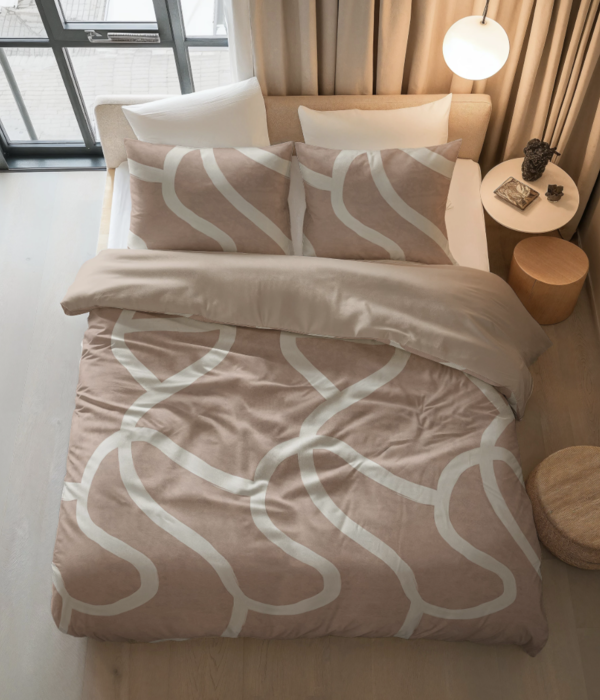 Ferskenbrune lerkonturer - 100% bomuld