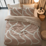 Ferskenbrune lerkonturer - 100% bomuld